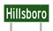 Road sign for Hillsboro Oregon