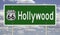 Road sign for Hollywood California on Route 66