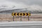 Road sign in Icelandic East fjords during winter season