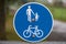 Road sign informing pedestrians and cyclists