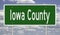 Road sign for Iowa County