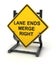 Road sign - lane ends merge right