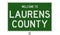 Road sign for Laurens County