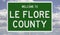 Road sign for Le Flore County