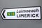 Road Sign for Limerick in Ireland