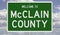 Road sign for McClain County