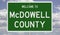 Road sign for McDowell County