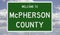 Road sign for McPherson County
