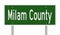 Road sign for Milam County