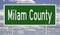 Road sign for Milam County