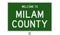 Road sign for Milam County