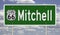 Road sign for Mitchell Illinois on Route 66