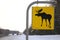 Road sign. Moose are wild animals.