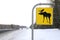 Road sign. Moose are wild animals.