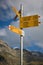 Road sign in the mountains of Valais in Switserland