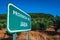 Road sign with the name of the region of Jaen, Spain