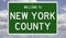 Road sign for New York County