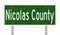 Road sign for Nicolas County