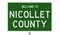 Road sign for Nicollet County