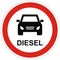 Road sign, no entry for diesel motor vehicles, eps.