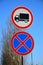 Road sign NO LORRIES, NO STOPPING ALONG CARRIAGEWAY