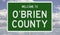 Road sign for O`Brien County