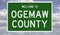 Road sign for Ogemaw County