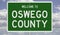 Road sign for Oswego County