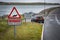 Road sign for otters crossing on the Isle of North Uist, Scotland