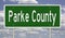 Road sign for Parke County