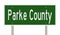 Road sign for Parke County