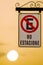 Road sign parking forbidden, Spanish