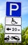 Road sign Parking place for the disabled