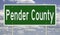 Road sign for Pender County