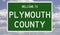 Road sign for Plymouth County