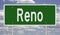 Road sign for Reno Nevada