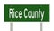 Road sign for Rice County