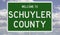 Road sign for Schuyler County