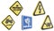 Road sign side view clipart element ,3D render traffic sign concept icon set