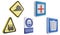 Road sign side view clipart element ,3D render traffic sign concept icon set