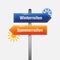 Road sign with snowflake for winter car tires and with sun for summer car tires