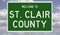 Road sign for St. Clair County