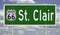 Road sign for St. Clair Missouri on Route 66