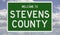 Road sign for Stevens County