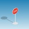 Road sign stop isometric vector illustration