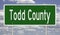 Road sign for Todd County