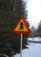 Road sign in in Tomteland. Sweden