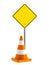 Road sign and traffic cone