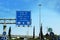 Road sign, traffic direction indicator on the cities of Israel -  Tel Aviv and Jerusalem, Highway 1