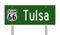 Road sign for Tulsa Oklahoma on Route 66